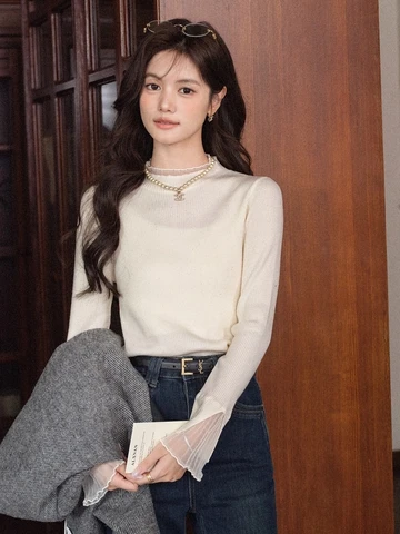 Женские белые вязаные пуловеры ALXNAN