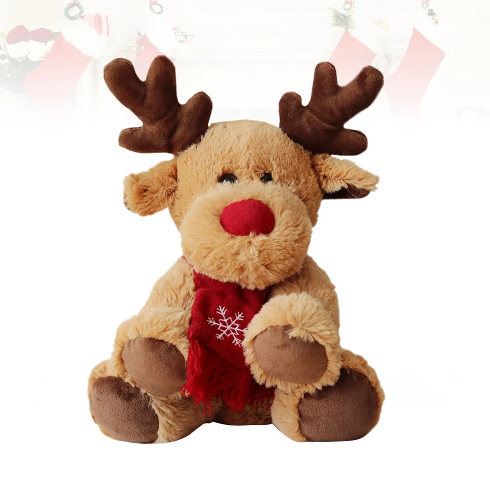 

Stuffedplush Reindeer Christmas Animalelk Deeranimalsthemed Holiday Huggable Brown Fur Soft Baby Woodland Decoration Figurine