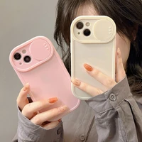 candy color slide camera lens protection matte phone case for iphone 13 12 11 pro max x xr xs max soft silicone back cover case