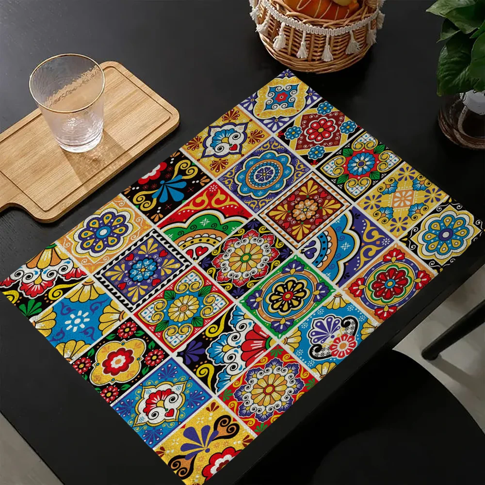 

Льняные коврики для стола с рисунком мандалы