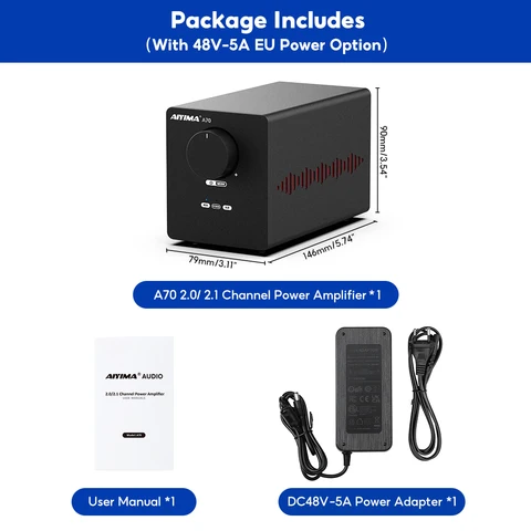 AIYIMA A70 TPA3255 Amplificador de potência estéreo PFFB 300WX2 Classe D Estéreo 2.0 Amp de áudio digital com entrada de gatilho XLR RCA