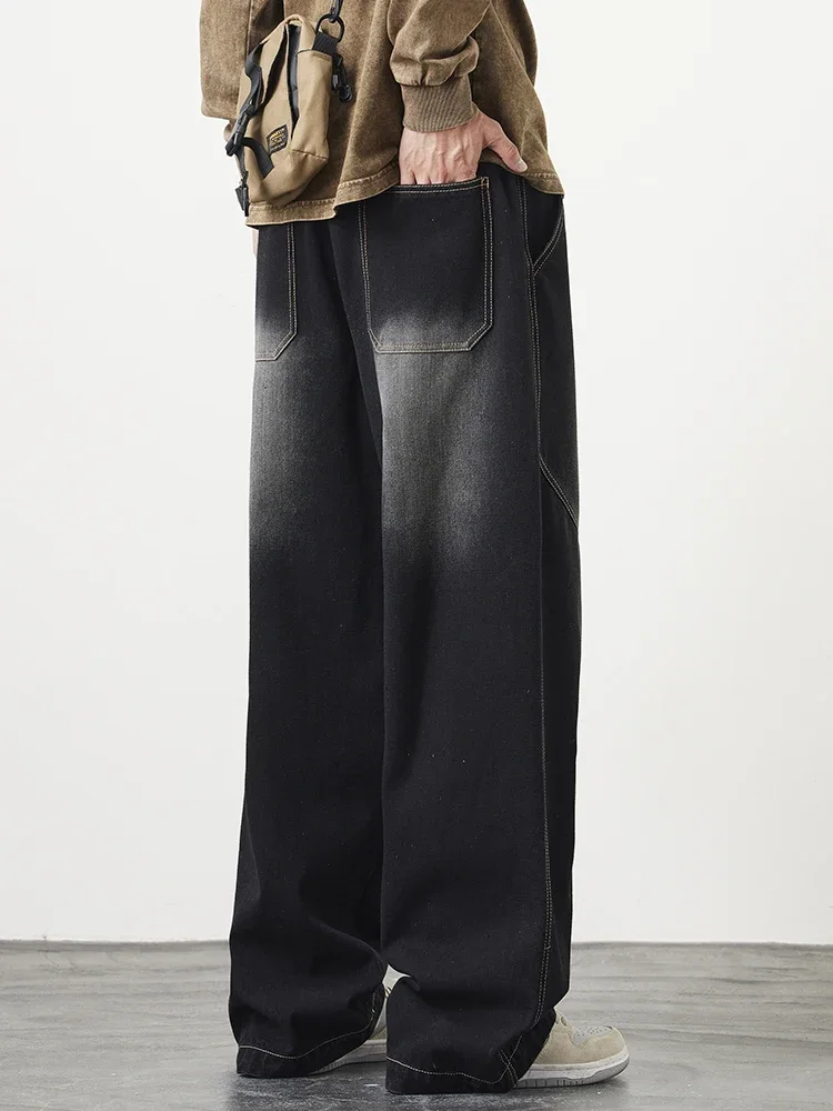 Мужские джинсы большого размера 8XL 7XL 6XL с широкими штанинами прямые джинсовые