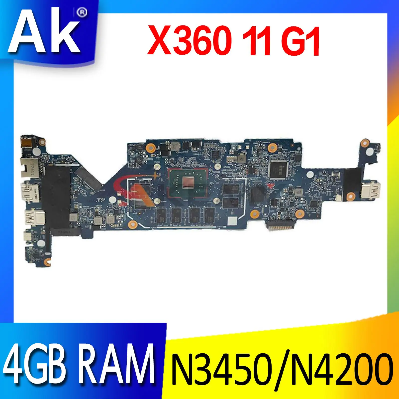 

For hp X360 11 G1 11 EE G1 Laptop motherboard mainboard with N3350 N3450 N4200 CPU 4GB RAM 6050A2881001 motherboard
