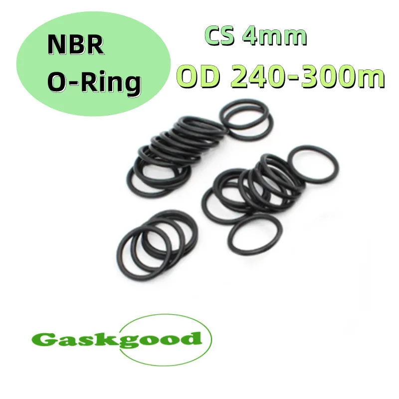 

1Pcs FKM O Ring Seal Gasket CS 4mm OD 240-300mm Oil Acid and Alkali Resistant Automobile Fluororubber O-Ring Black