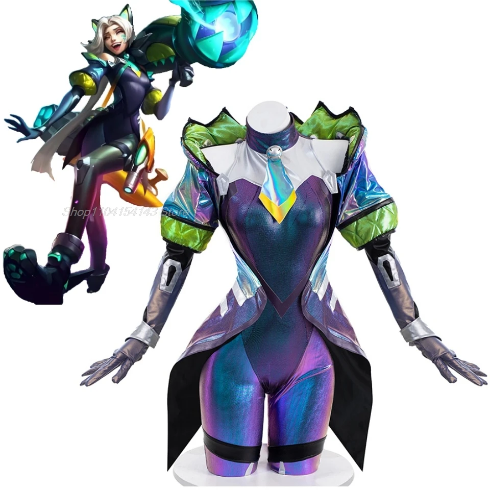 Аниме-игра LOL Косплей Jinx Костюм Phantom Fighting Cat Сексуальный комбинезон Cos Кошачьи уши