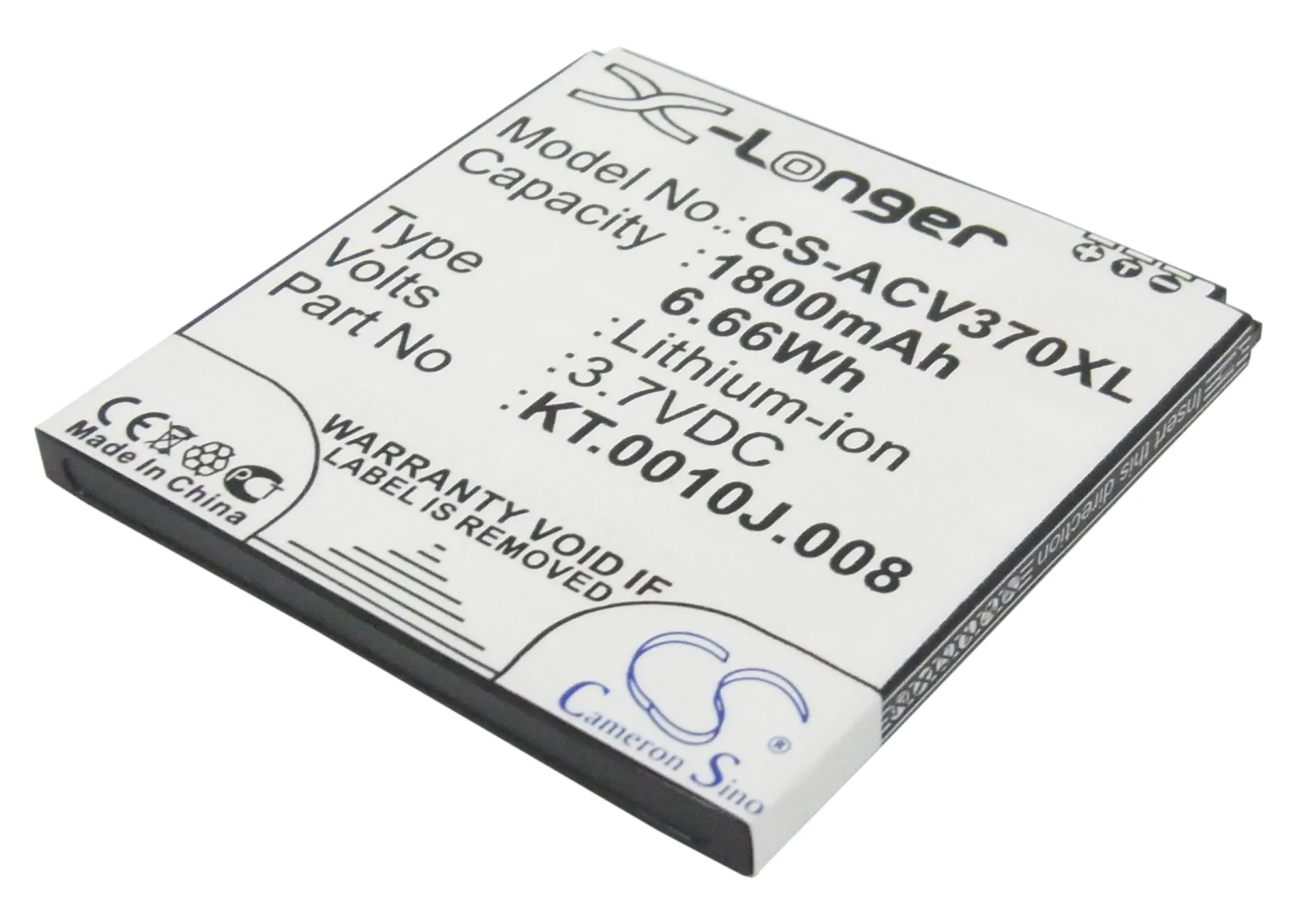 

CS 1800mAh / 6.66Wh battery for Acer Liquid E2, Liquid E2 Dou, V370 JD-201212-JLQU-C11M-003, KT.0010J.008