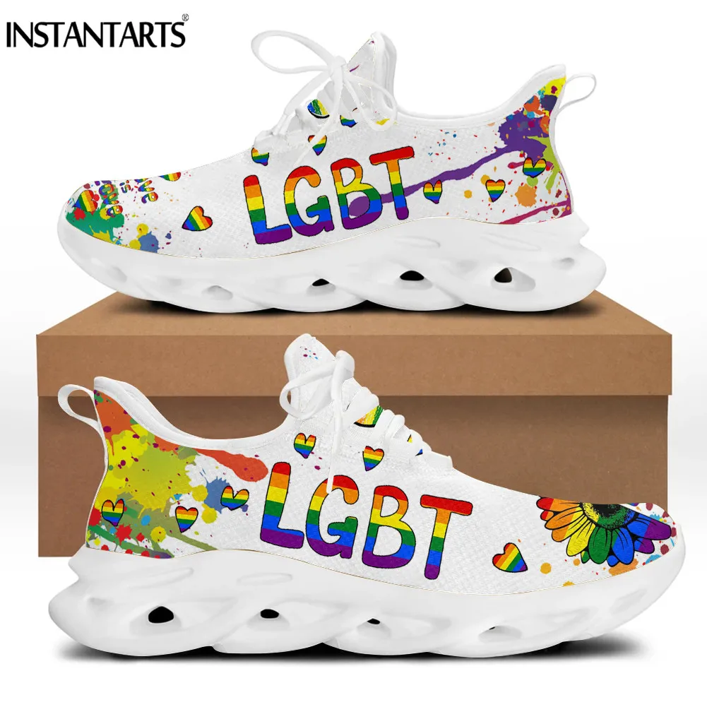 

INSTANTARTS Luxury Brand Ladies Mesh Swing Sneakers Tie Dye LGBT Pride Sunflower Design Running Shoes for Women Casual Zapatos