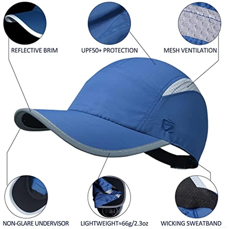 【GADIEMKENSD】Unstructured Hats Reflective Brim UPF 50+ Outdoor Caps for Women tennis Cap
