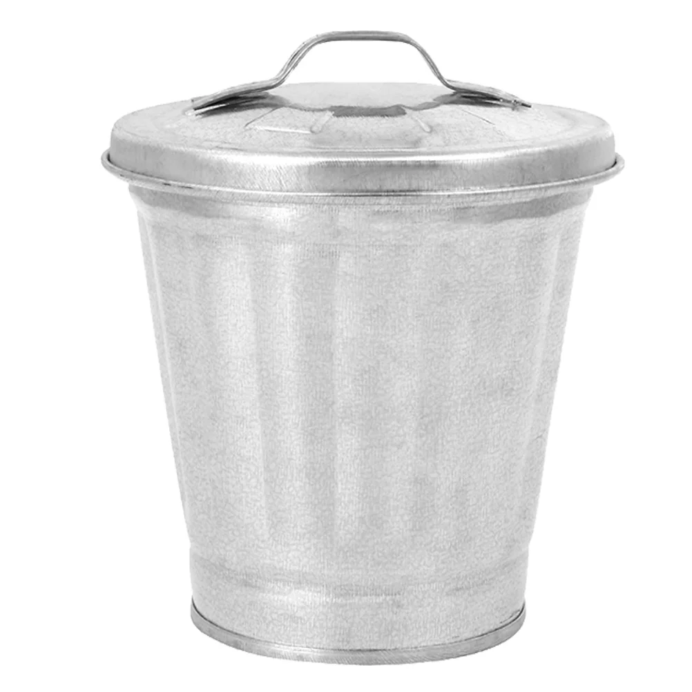 

Can Trash Garbage Minilid Metal Desktop Waste Binbucket Container Basket Galvanized Flower Wastebasket Iron Pot Tiny Planter