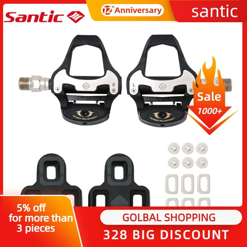 

Santic Bicycle Pedal SPD-SL Road Bike Self-locking Pedals Ultralight Aluminum Alloy Cycling Accessories Free Matching Cleats