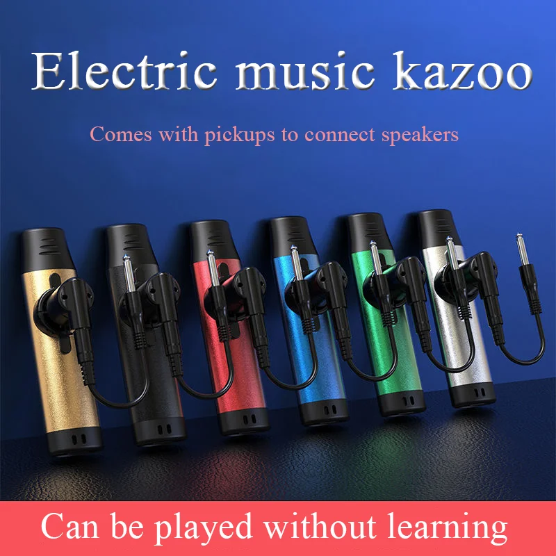 Electronic music kazoo with pickup metal kazoo niche musical instrument easy to learn Music Gift Good Companion for Guitar