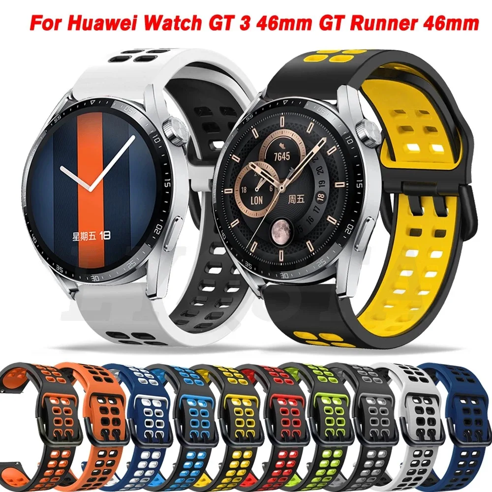 

22mm Two Tone Silicone Strap For Huawei GT3 46mm Samsung Garmin Huami