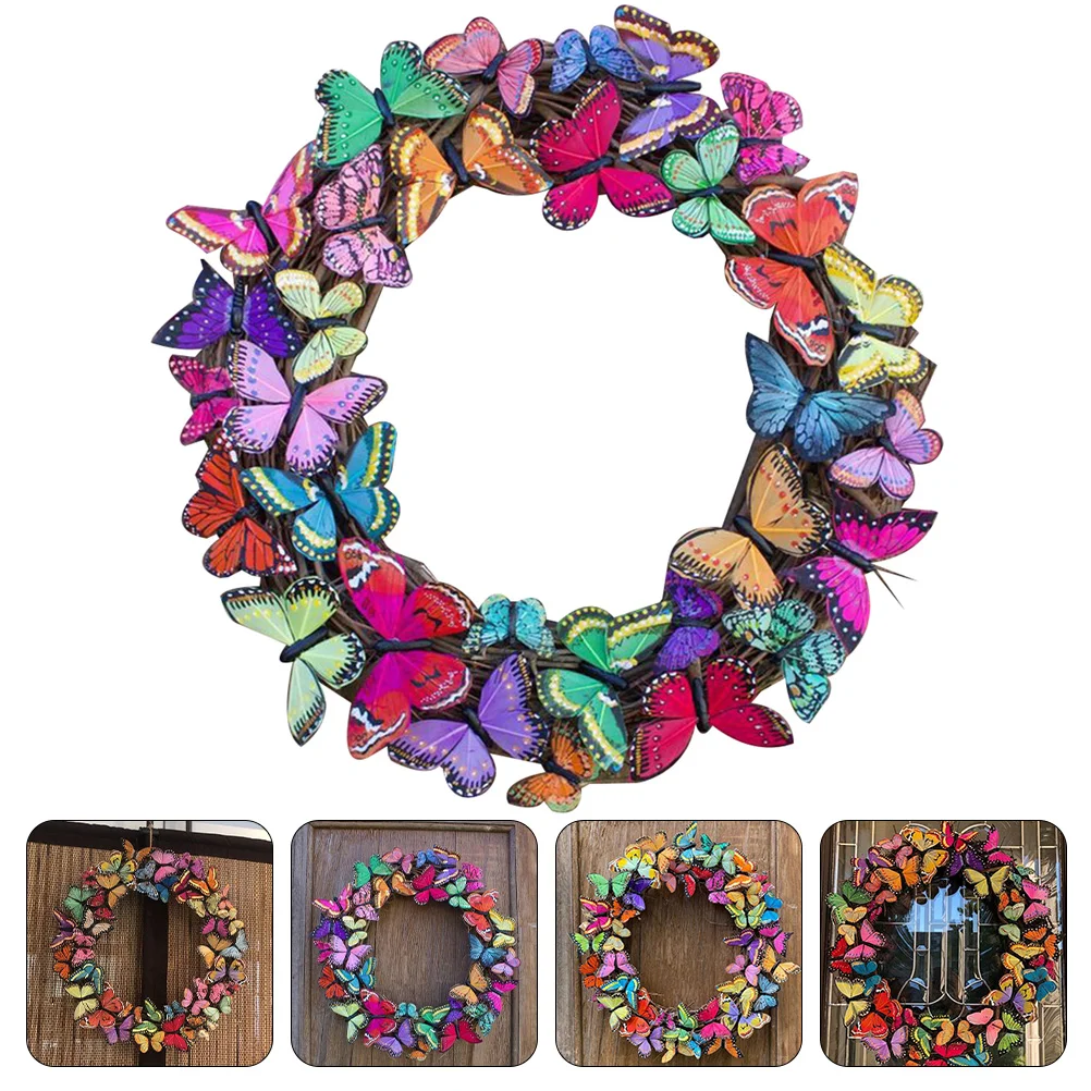 

Wreath Door Spring Butterflies Frontfake Wreaths Garland Outdoor Small Welcome Outside Decorating Crafts Decor Flower Large