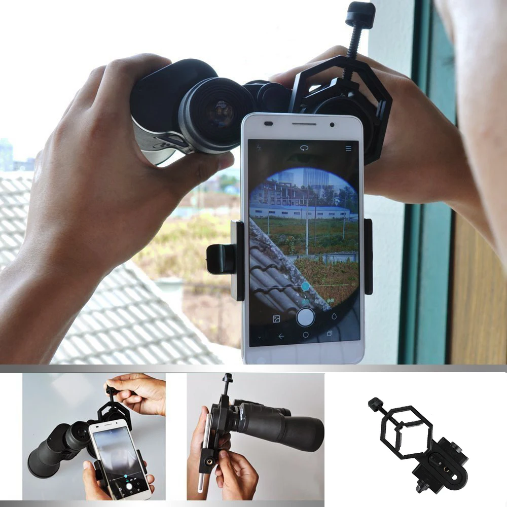 

2023 new Universal Cell Phone Adapter Clip Mount Binocular Monocular Spotting Scope Telescope Phone Holder Support Eyepiece