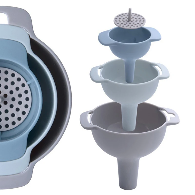 

4 в 1 комплект воронок Воронка масляная Воронка пластиковое сито масло Вода специи вина колба фильтра Воронка кухонные аксессуары