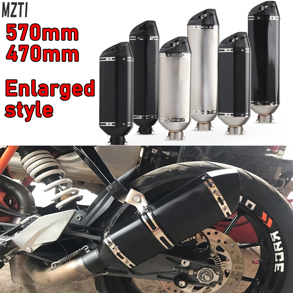 

570*130mm For Huanglong 600 For Ninja 300 R3 For Harley Motorsport modified with large hexagonal round tail exhaust pipe