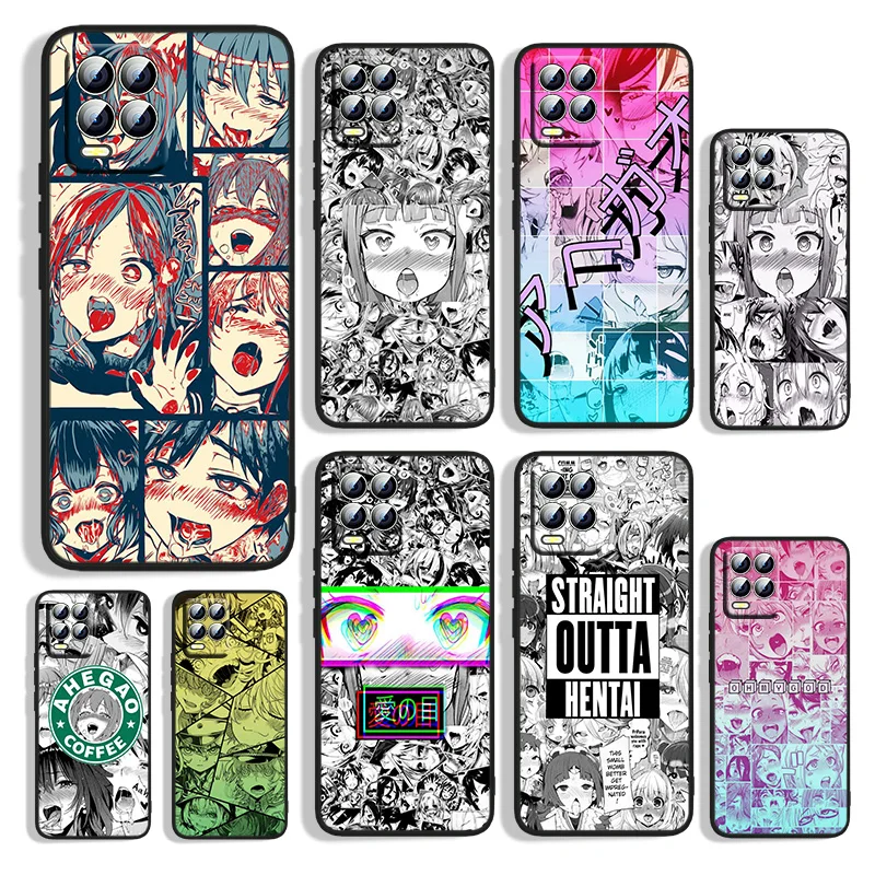 

ahegao manga girl For OPPO Realme GT Master Neo Q3S Q2 X50 X7 X3 X2 C21Y C17 C11 C3 Pro Carnival Black Phone Case