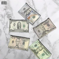 creative design banknote printing coin purse mens funny mini personality clutch coin key storage bag canvas light cosmetic bag