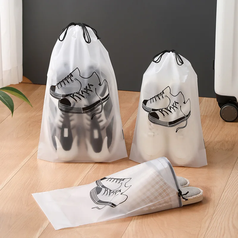 

5Pcs Household Shoe Storage Bag Waterproof Portable Travel Reusable Sealed Frosted Dust-proof Transparent Bags Shoes Organizers