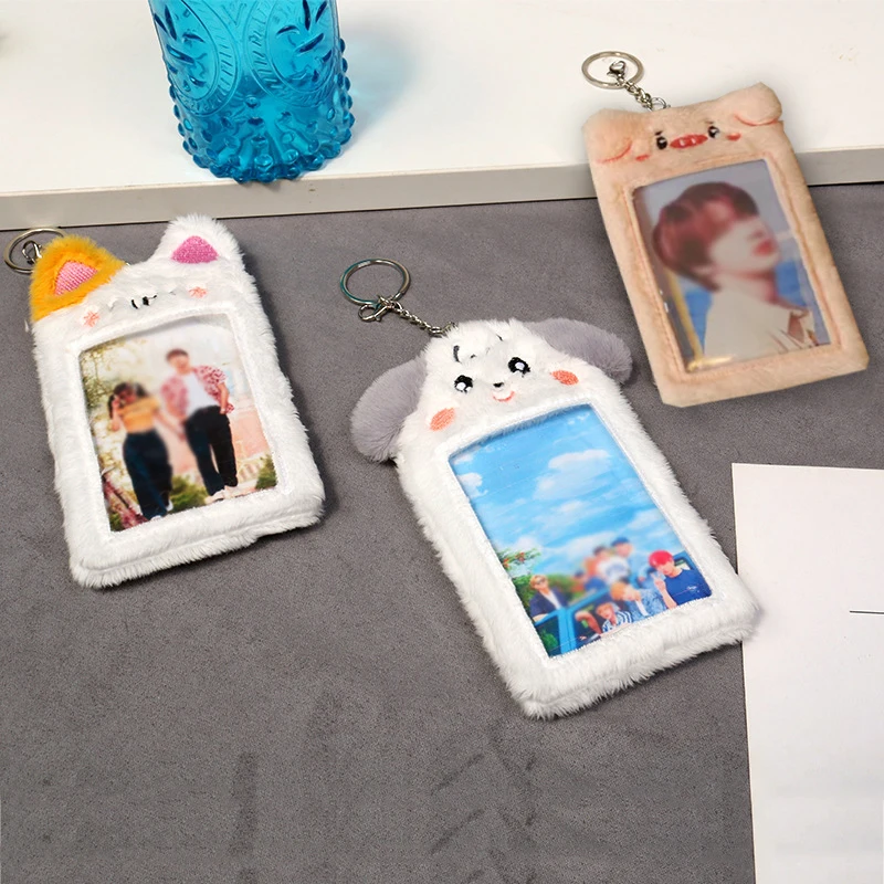 

Симпатичный мягкий плюшевый защитный чехол для девочек, фото, брелок, сумка для карт, удостоверения личности, чехол для удостоверения лично...