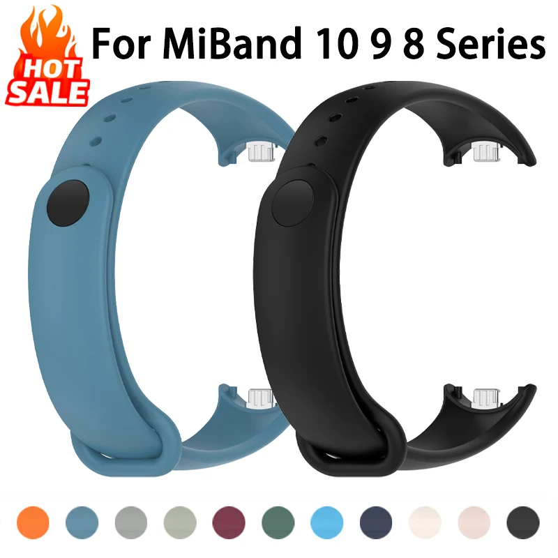 רצועת סיליקון עבור Xiaomi Mi Band 10 9 8 רצועת NFC ספורט גומי צמיד pulseira Correas Xiaomi Smart Band 10 9 8 אביזרים