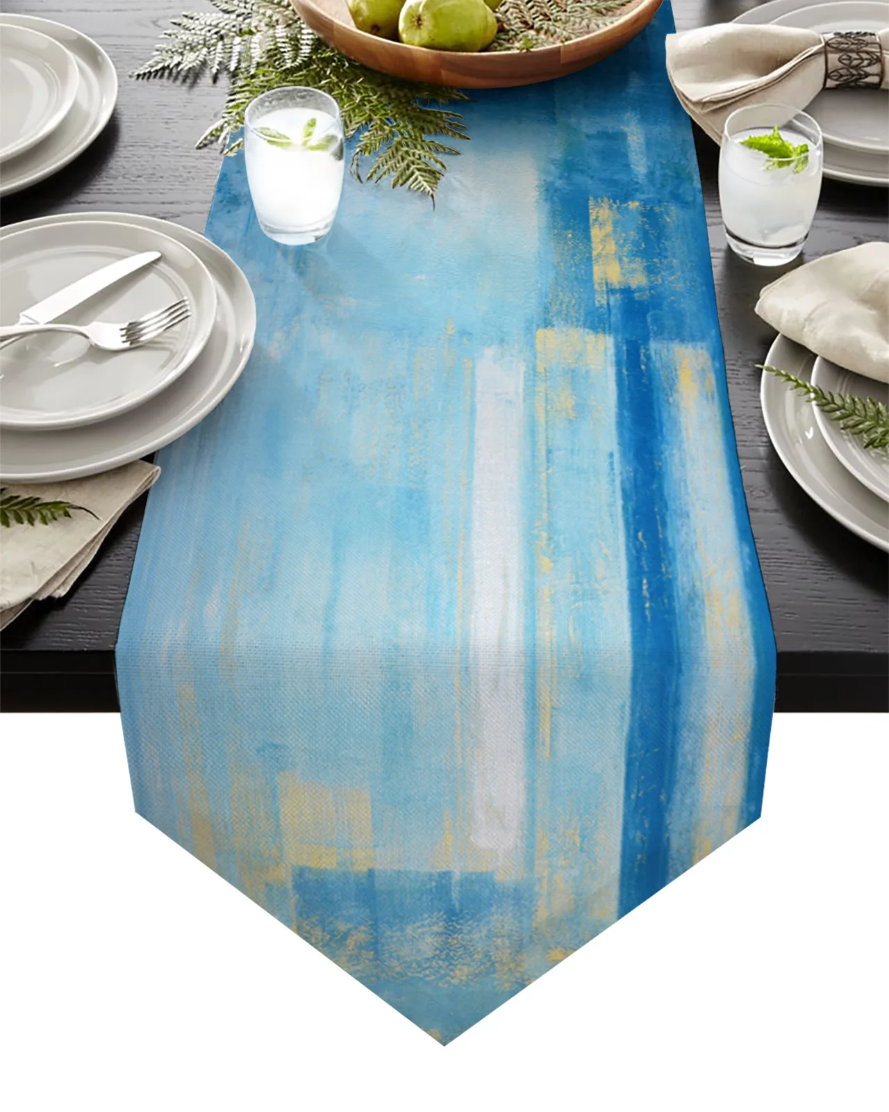 

Абстрактная картина маслом синяя настольная дорожка домашняя искусственная скатерть Свадебная вечеринка Роскошная настольная дорожка s
