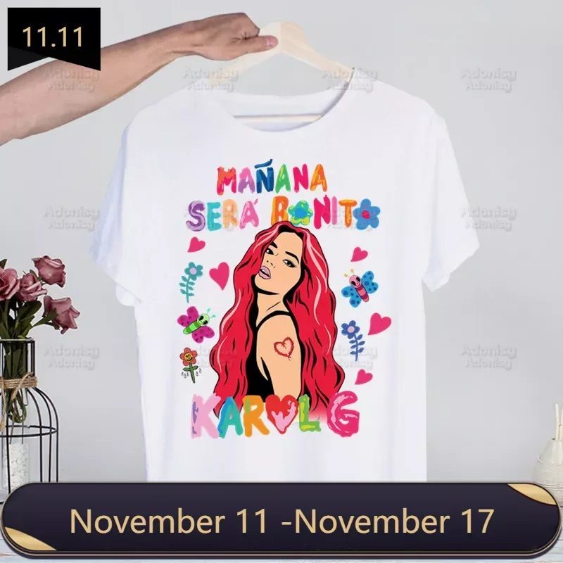 

Karol G Music Singer T-shirts Summer Men t shirt Hip Hop Funny Print Bichota Manana Sera Bonito Tshirt Short Sleeve Tee Top