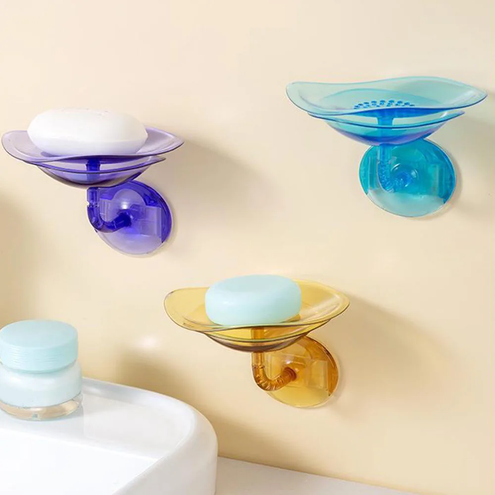 

Flower Shape No Drilling Soaps Dish Practical Drain Soaps Box For Home