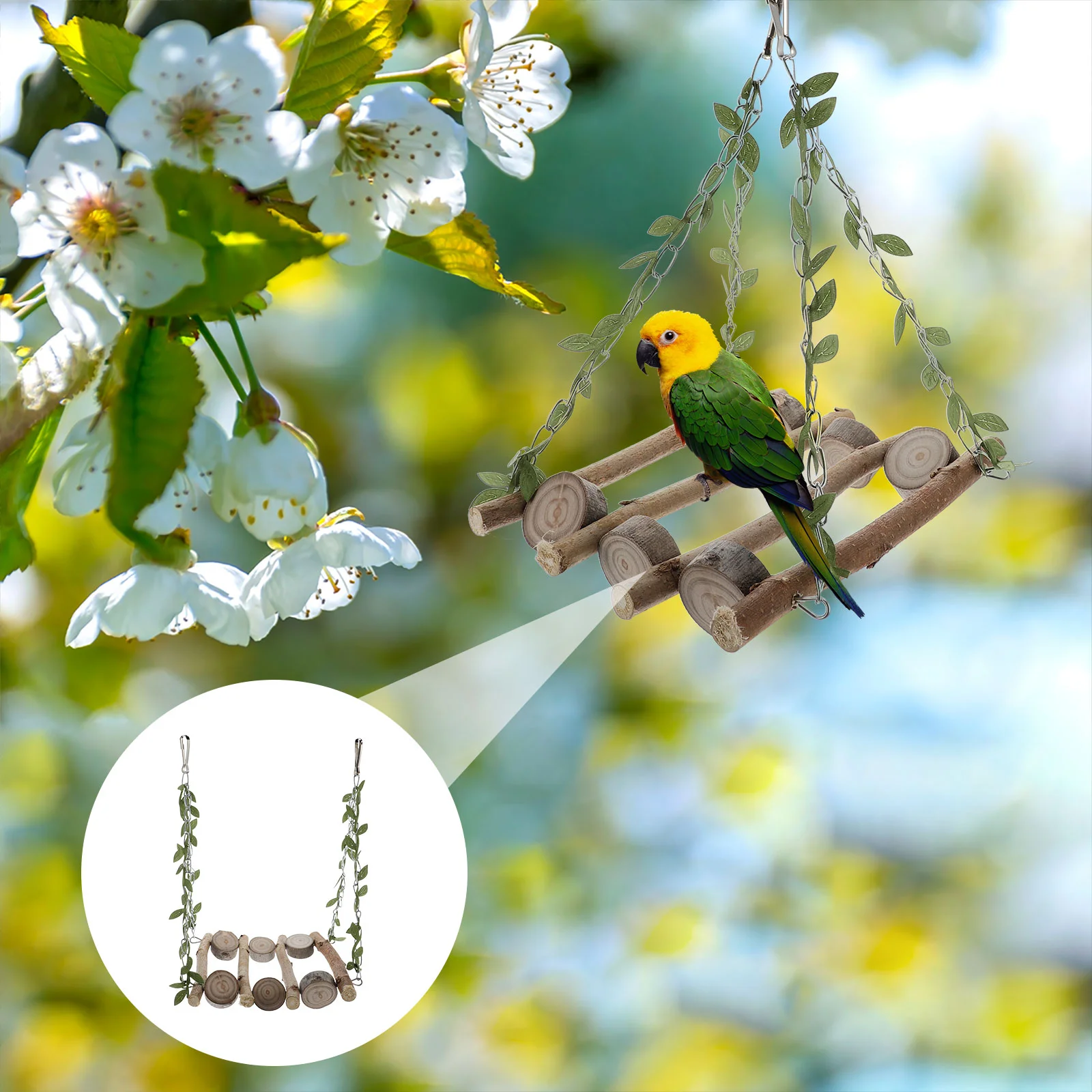 

Bird Toy Parrot Swing Stand Hammock Toys Perch Cage Hanging Pet Cockatiel Ladder Play Chew Teething Bite Birds Climbing