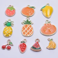 10pcs mix enamel fruit mango cheery pineapple charms pendant accessories jewelry making earring necklace diy craft for gift