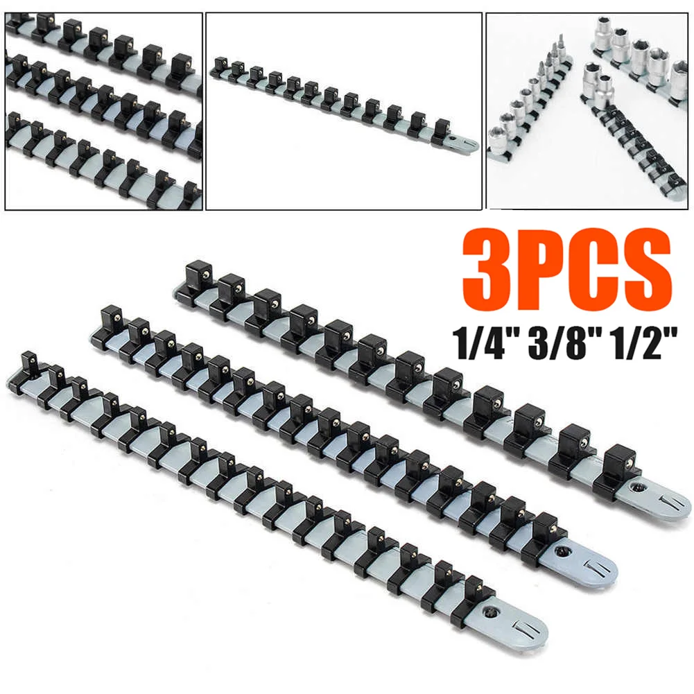

3pcs Socket Organizer Tray Plastic Socket Holder 340 mm Socket Holder 1/4" 3/8" 1/2" Socket Wrench Organizer