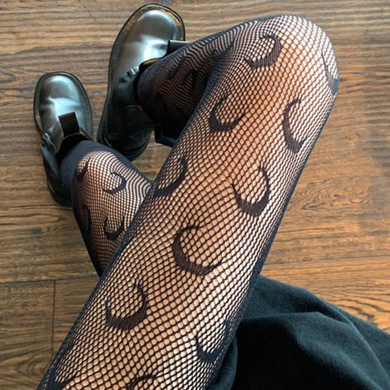 

Lairauiy Womens Y2K Vintage Sexy Sheer Fishnet Tights Glitter Cute Pattern/Rhinestone Stockings High Waist Pantyhose