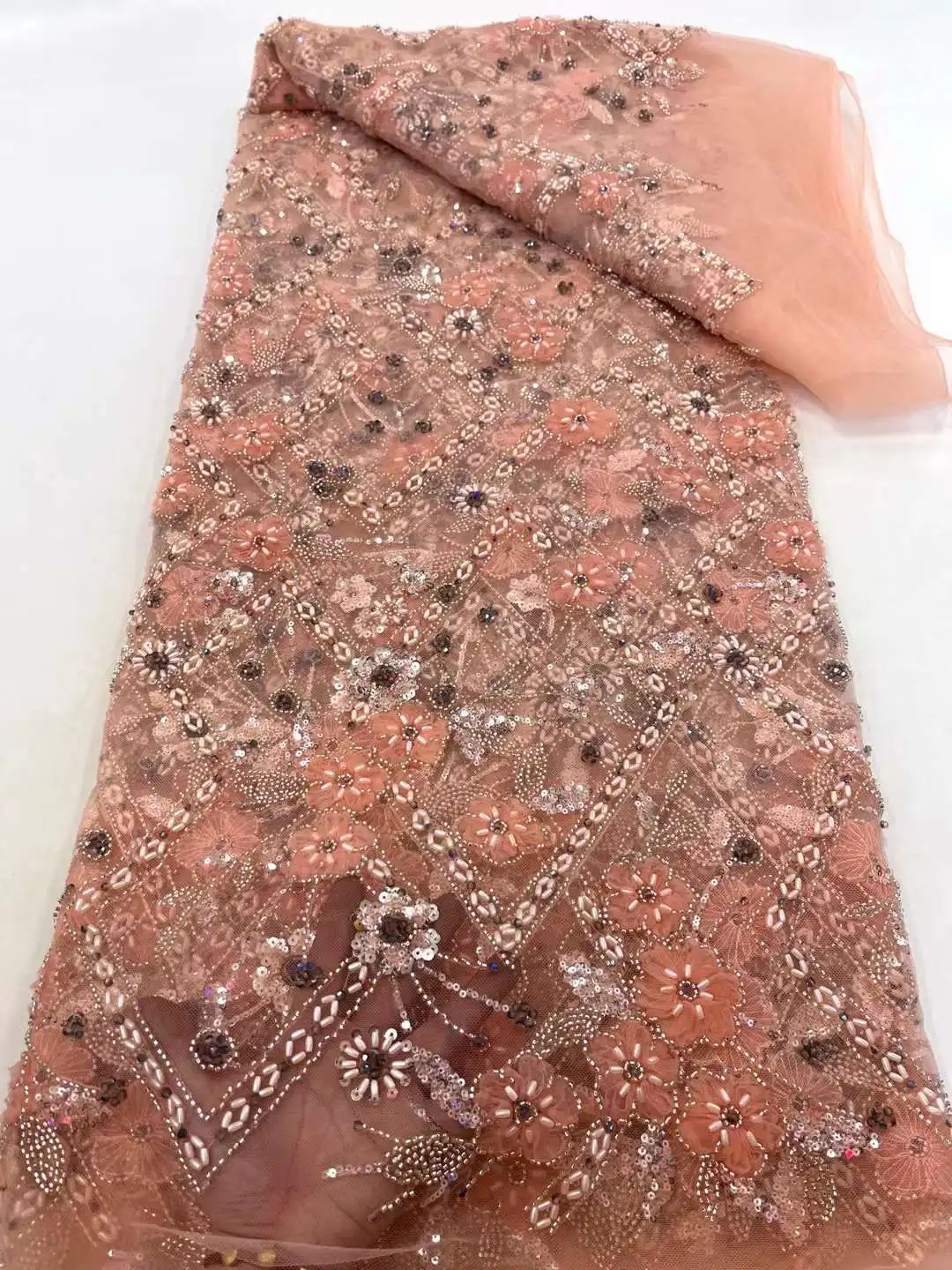 Новейшая африканская 3D Цветочная кружевная ткань Дубай вышитая аппликация для