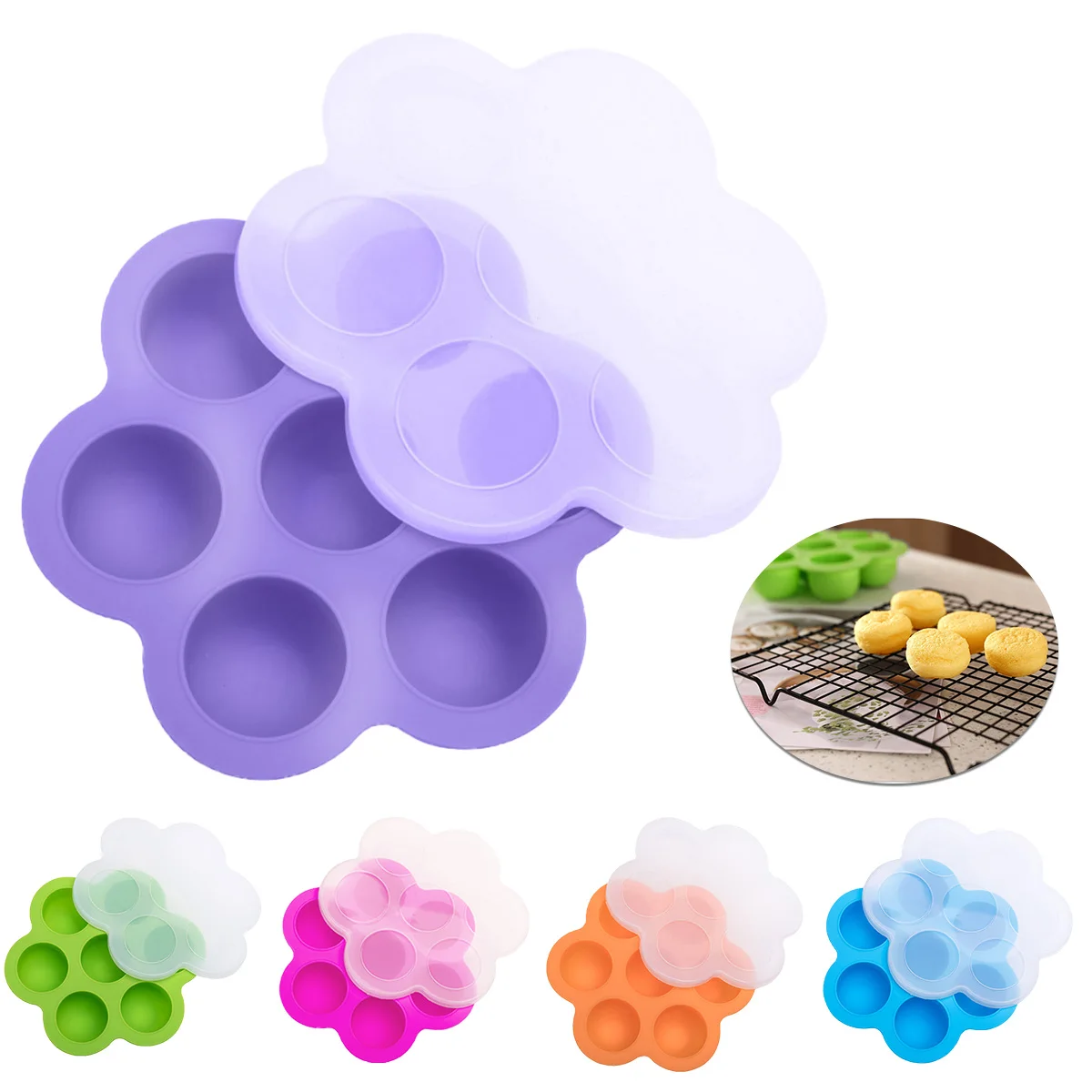 

Silicone Supplementary Food Box Baby Food Container Ice Cube Tray with Lid DIY 7-Portion Food Pastry Baking Mold Kitchen Gadgets