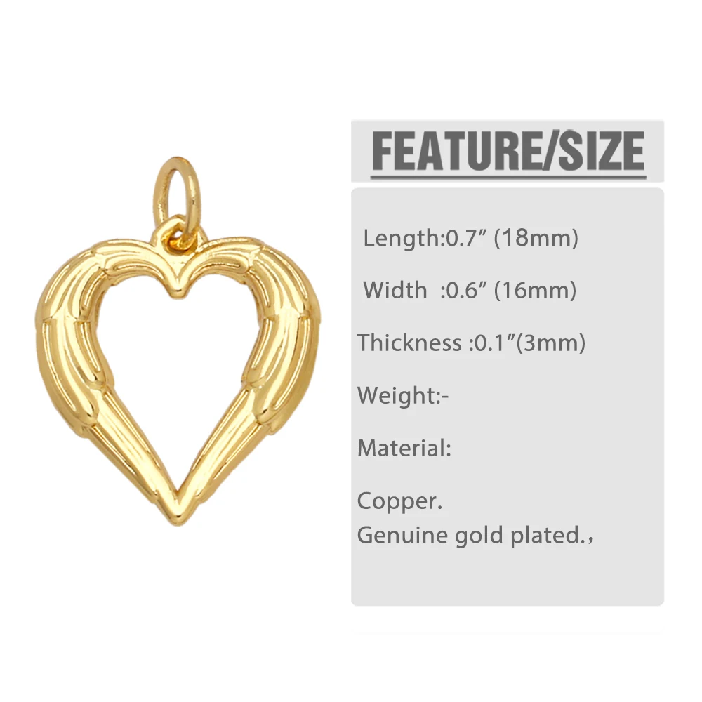 OCESRIO кулоны крылья сердца для ожерелья Медь Позолоченные CZ Тигр луна звезды