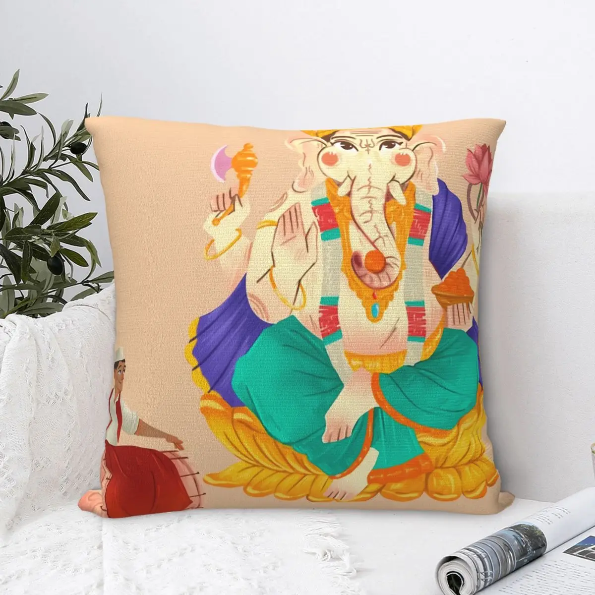 

HAPPY CHATURTHI Throw Pillow Case Decor Hindu India God Indian Gods Lord Ganesh Backpack Cushions Covers DIY Reusable