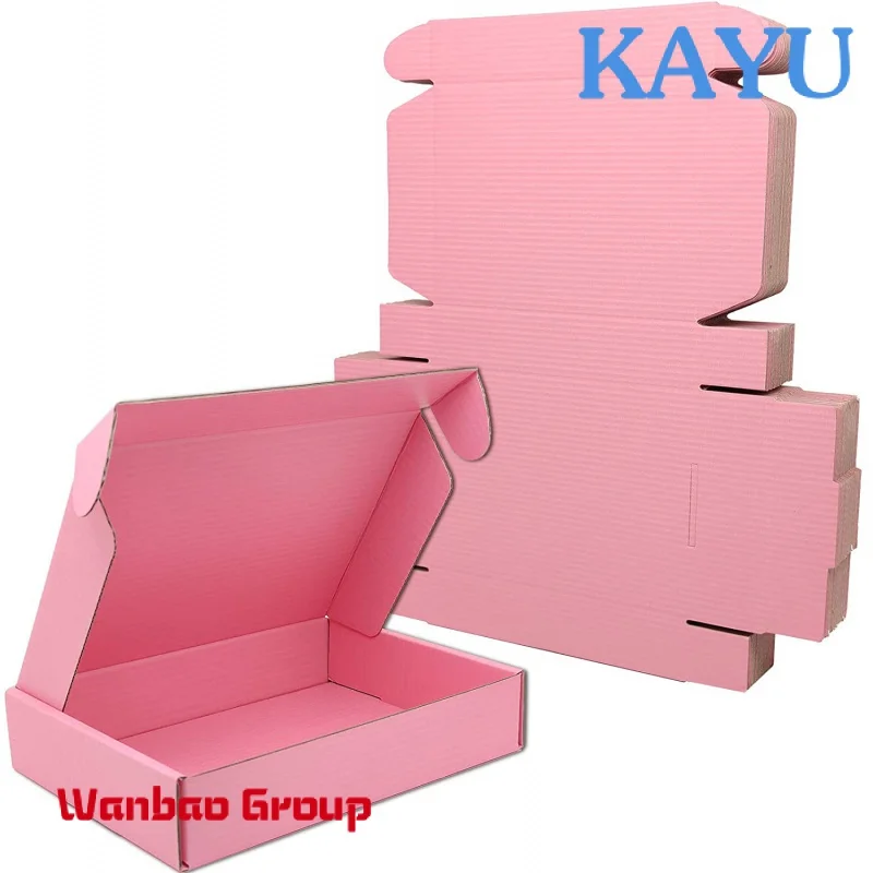 Custom Logo  Pink Cardboard Paper Cartons Shipping Mailer Box Corrugated Wedding Clothes Gift Box Packaging