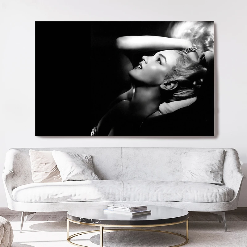 

Female Star Portrait Posters and Prints Modern Black and White Figure Canvas Painting Wall Art Pictures Home Bar Room Decoration