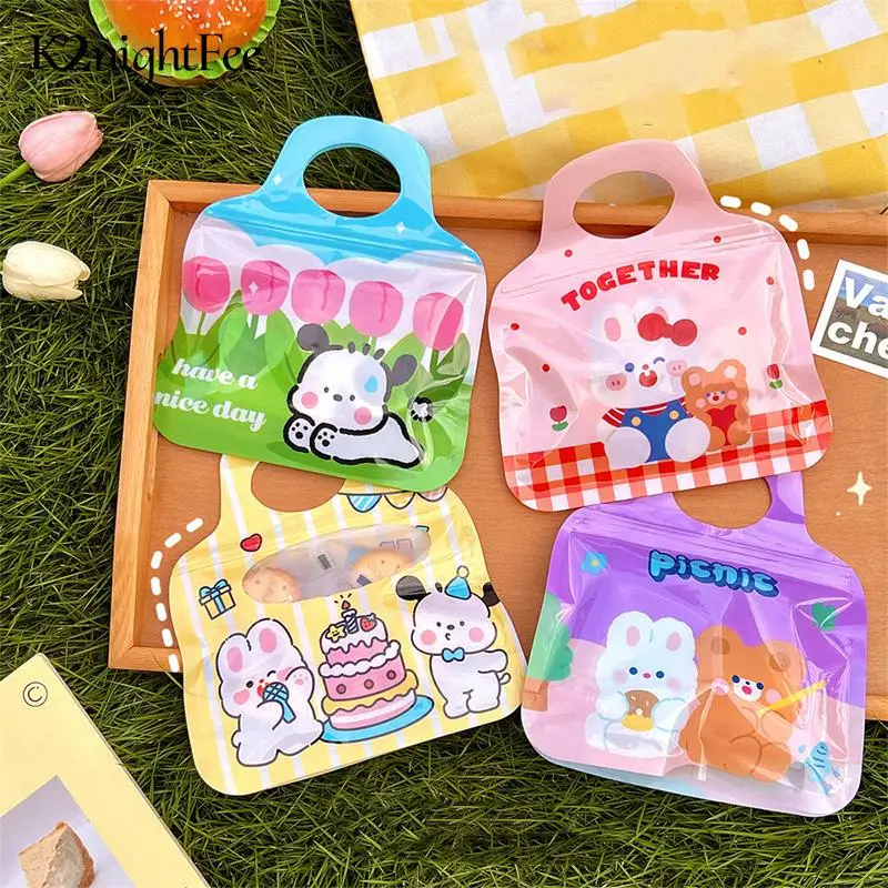 

5PCS Cute Cartoon Food Ziplock Bag With Handle Candy Cookie Packaging Bags Birthday Party Decorations Gift Wrapping Supplies
