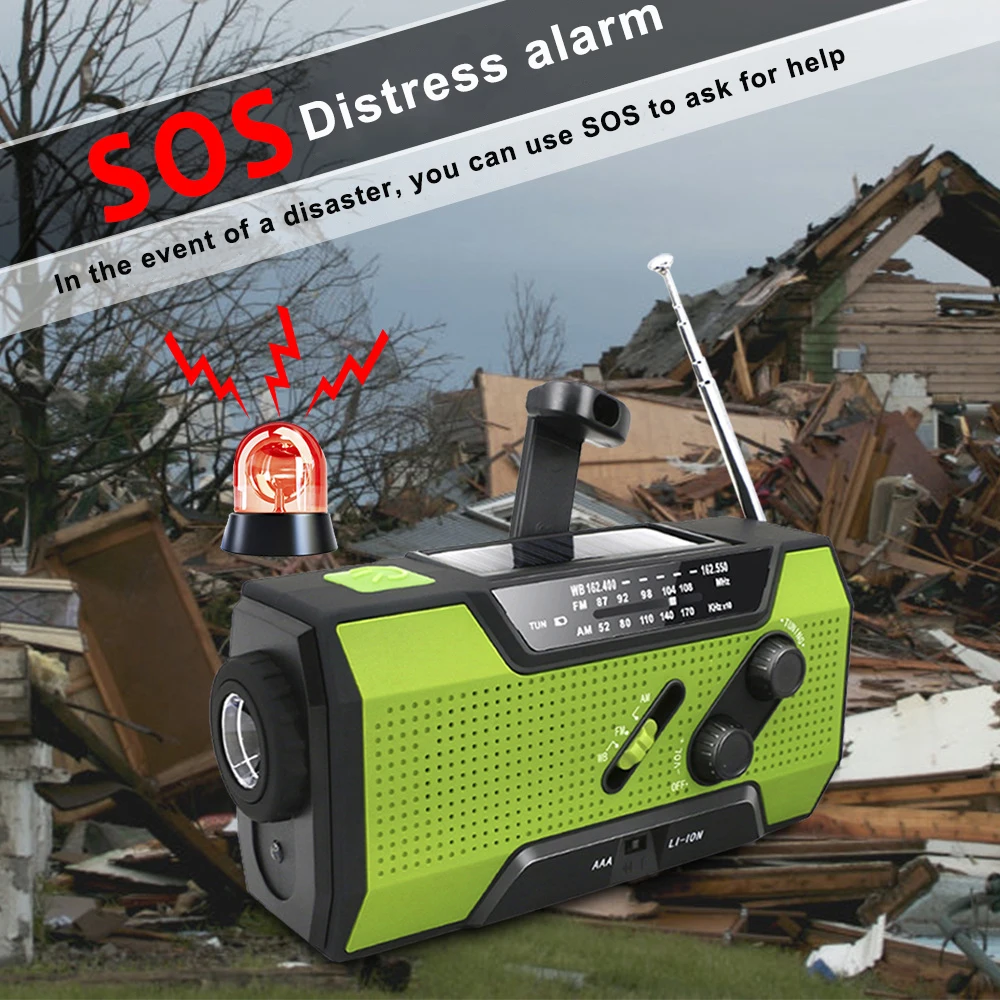 Фонарик с солнечной батареей USB FM/ AM