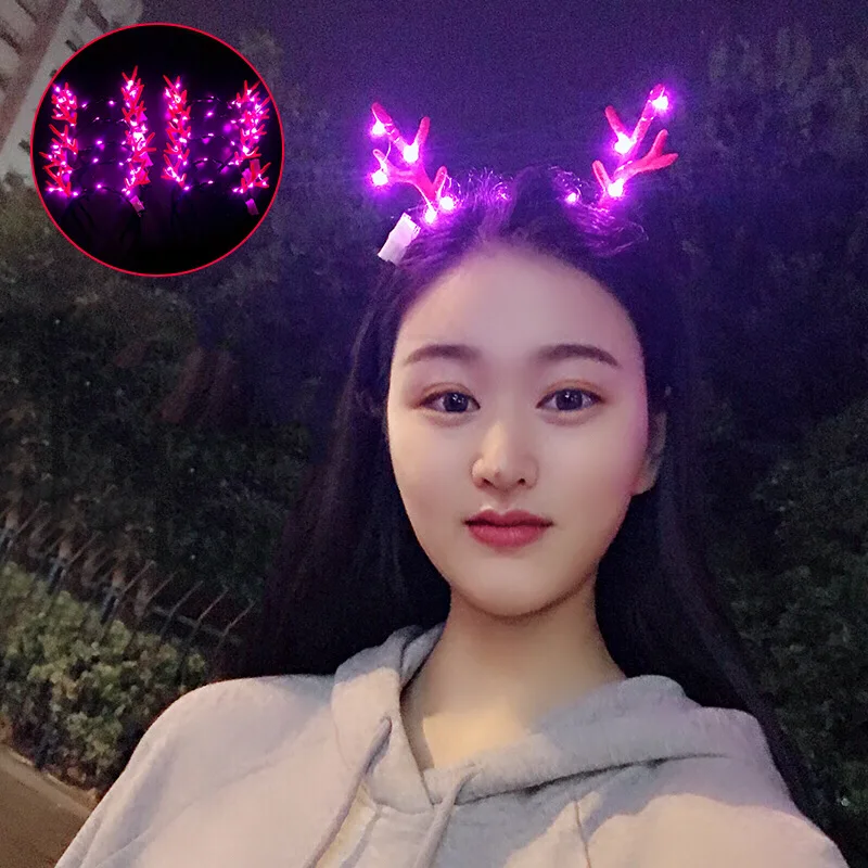 

LED antlers Headband Luminous Headwear Flash Light for Halloween Concert Performance Party Wedding Toys Headdress Adult Kids