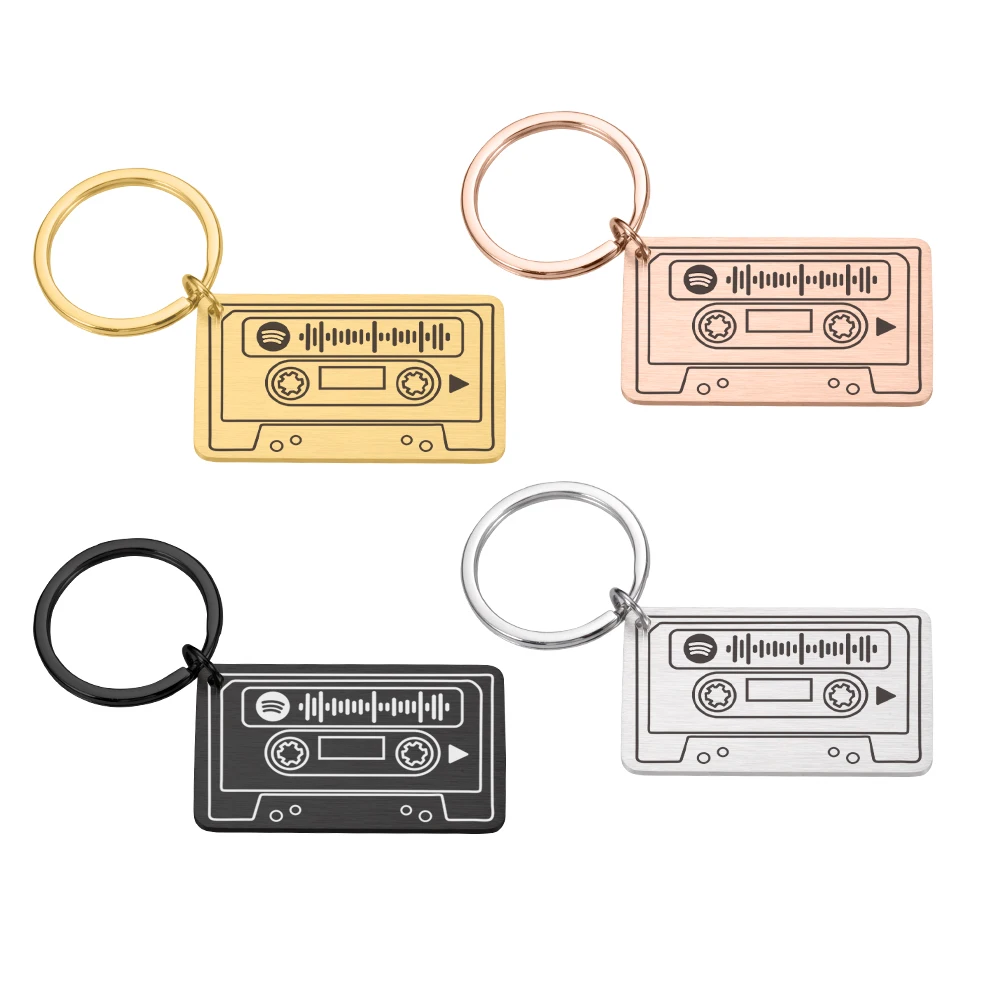 Customized Spotify Scan Code Keychain Pendant Men Women Boys Girls Gift Matte Stainless Steel Keychains Spotify Song Music Code images - 6