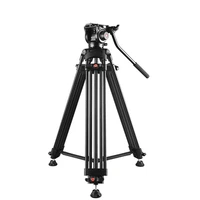 3 sections aluminum alloy dslr slr camera tripod with hydraulic damping head camera tripod adjustable height tripods