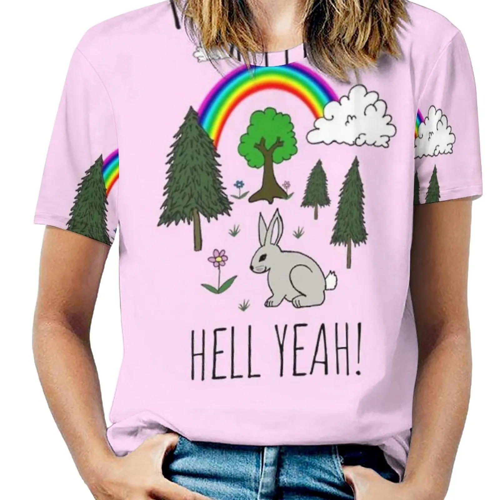 

Nature , Hell Yeah! Women T-Shirt Crewneck Casual Short Sleeve Tops Summer Tees Tree Plant Nature Environment Ecology