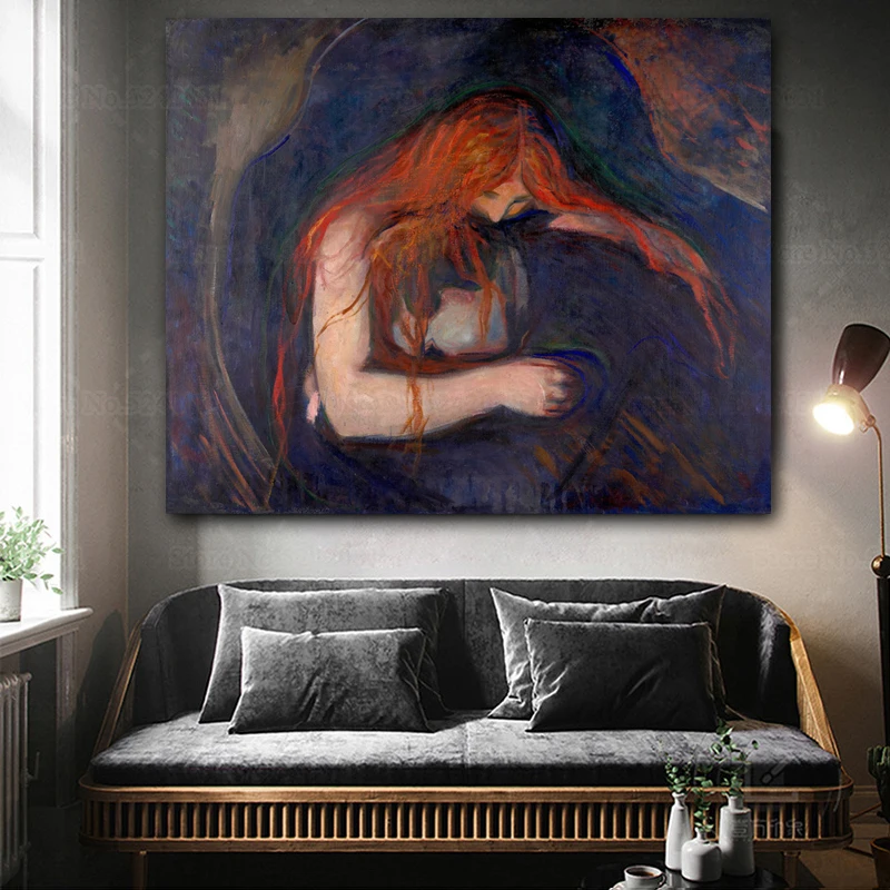 Картина на холсте Love and Pain вампирский плакат By Munch Импрессионизм - купить по