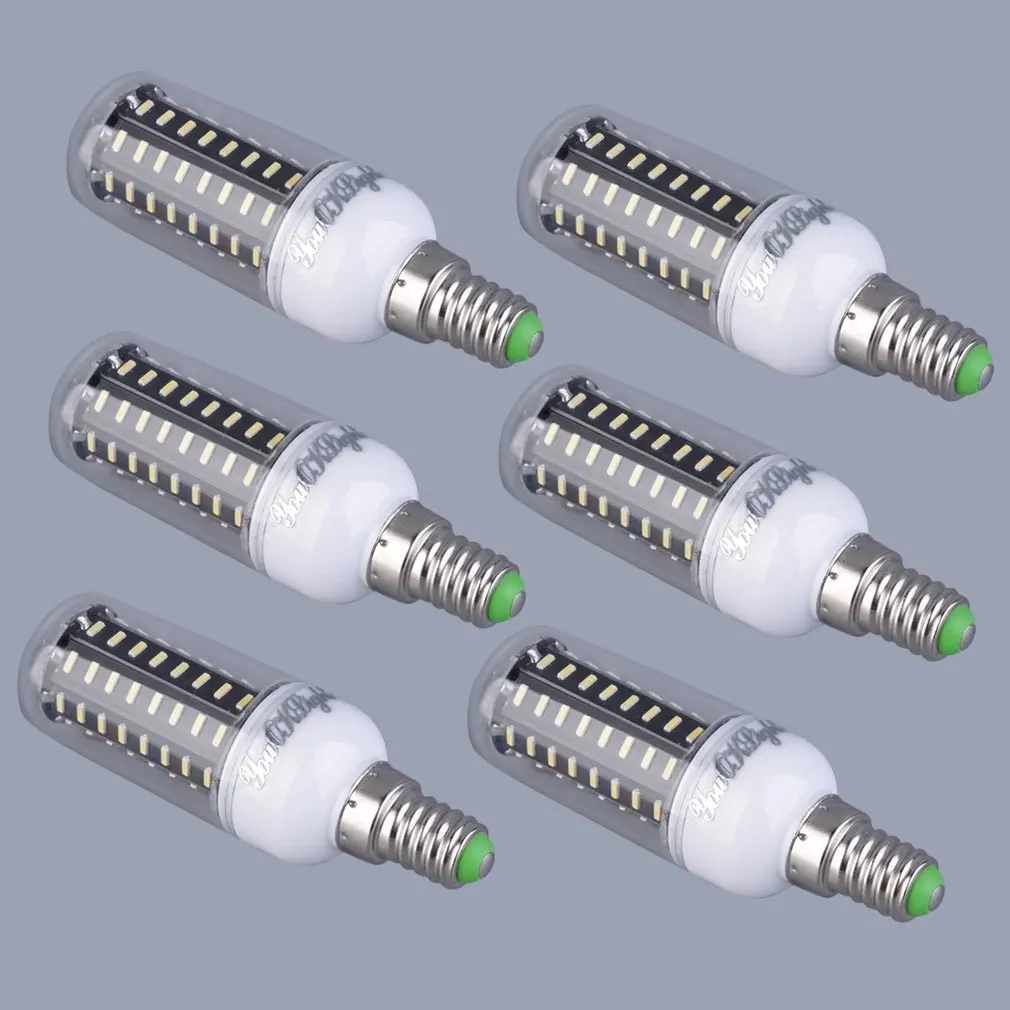 

ICOCO 6pcs E14 9W 72 SMD 4014 Corn LED Light Lamp Bulbs 110V-120V With Cover