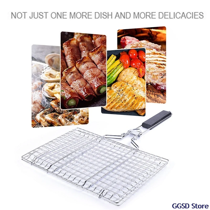 

Антипригарная корзина для барбекю и гриля, складной Зажим для барбекю, сетчатый зажим для искусственной рыбы, для приготовления овощей, рыб...