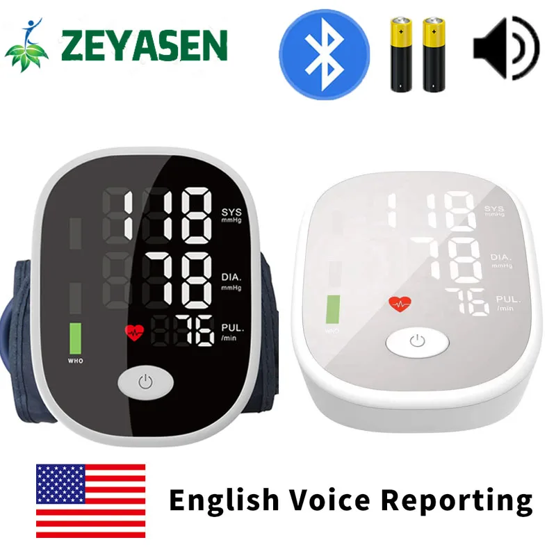 

Bluetooth Voice Medical Blood Pressure Monitor Tonometer Sphygmomanometer Arm Wrist Cuff Digital Pulse Heart Rate Tensiometer