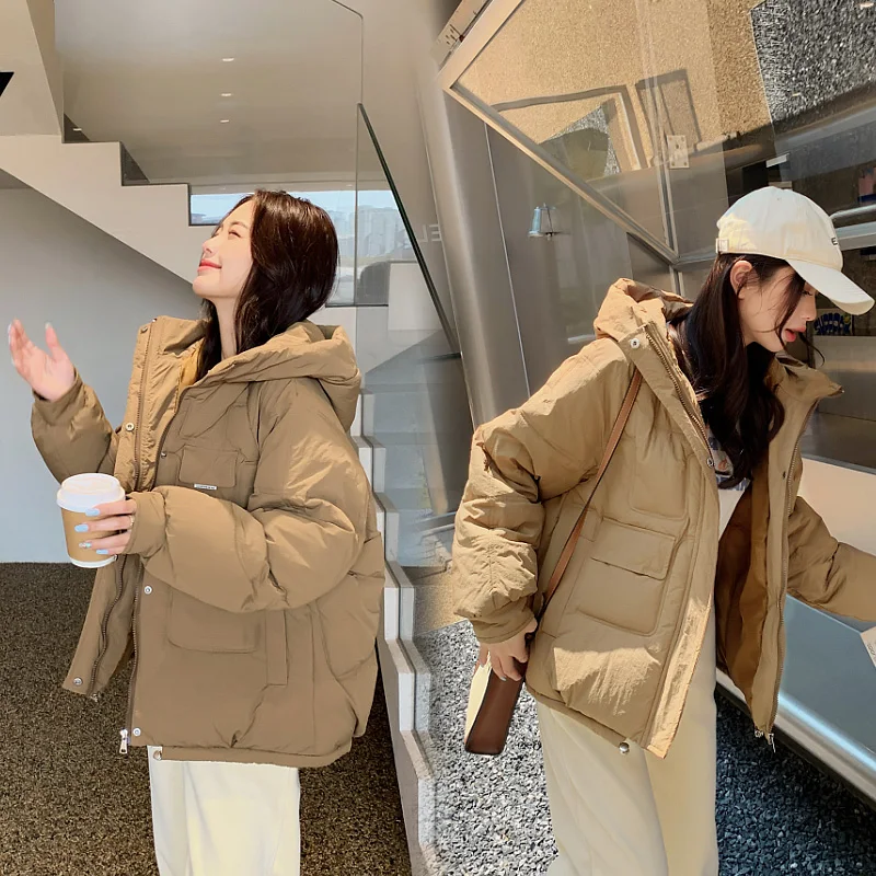 Thickened bread clothing short down cotton padded jacket female Korean version loose autumn and winter jacket padded jacket 2022