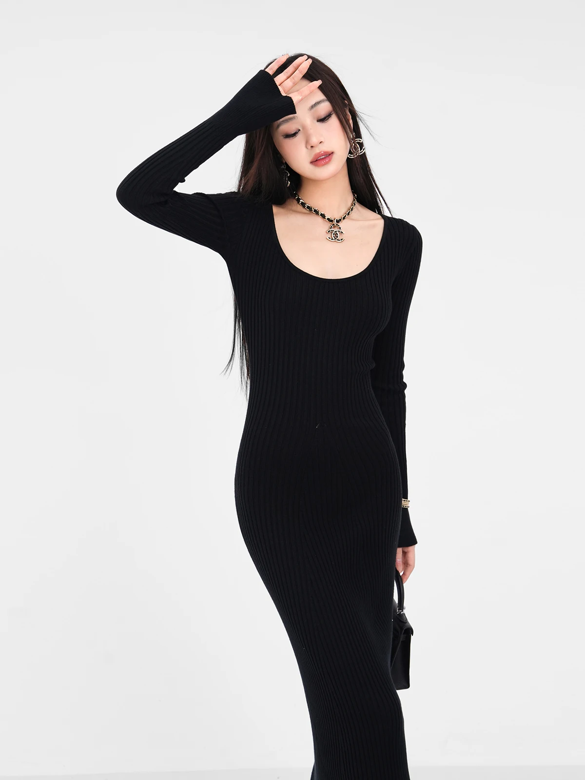 Осенне-зимнее вязаное платье American Gyaru облегающее нижнее белье внутренняя одежда